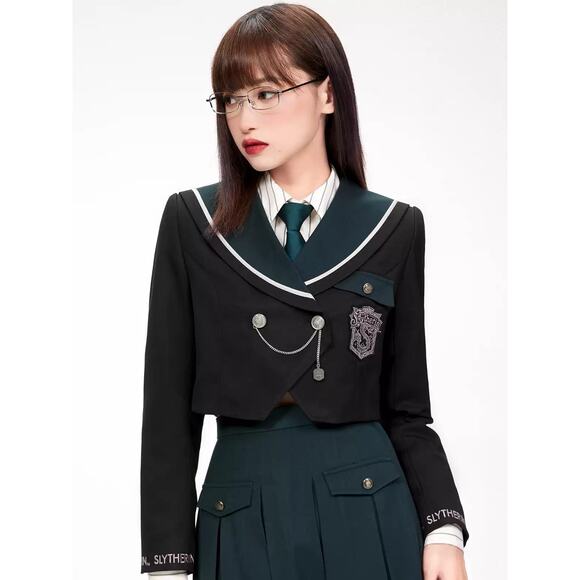 Small Slytherin Kyouko Sailor Crop‎ School Uniform Jacket Harry Potter Hogwarts - Picture 1 of 6
